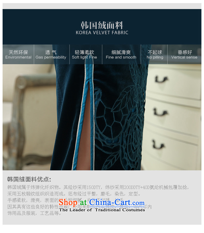 [Sau Kwun Tong] spend to load new autumn 2015 Korea scouring pads embroidered improved long-sleeved blue qipao sepia pictures L, prices, brand platters! The elections are supplied in the national character of distribution, so action, buy now enjoy more preferential! As soon as possible.