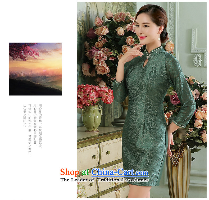 [Sau Kwun Tong] following the fall of 2015, in a new stylish cuff solid color lace stitching cheongsam dress green XXL picture, prices, brand platters! The elections are supplied in the national character of distribution, so action, buy now enjoy more preferential! As soon as possible.