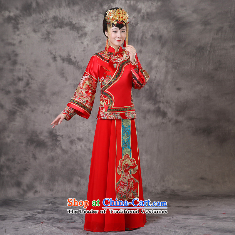 The Royal Advisory Groups to show friendly New Dragon and Phoenix Crown use retro-hsia bows to marry the bride of previous Popes are placed Yi Chinese Dress wedding costume pregnant woman can serve the southern clothes a + model Head Ornaments XL chest 10