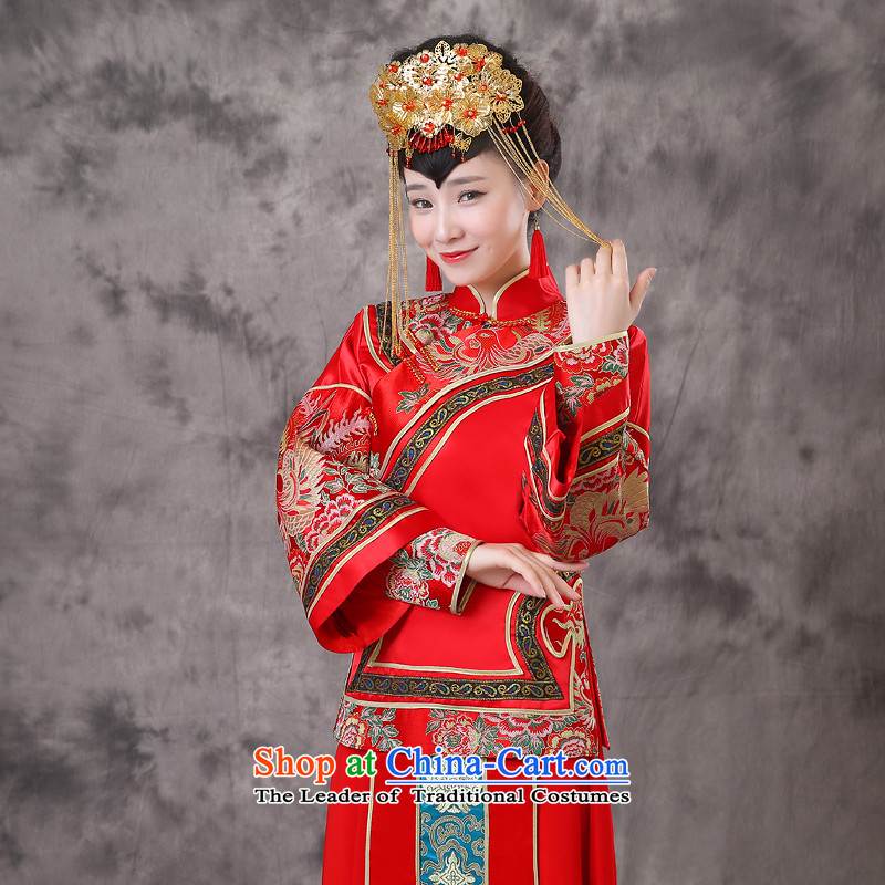 The Royal Advisory Groups to show friendly New Dragon and Phoenix Crown use retro-hsia bows to marry the bride of previous Popes are placed Yi Chinese Dress wedding costume pregnant woman can serve the southern clothes a + model Head Ornaments XL chest 10