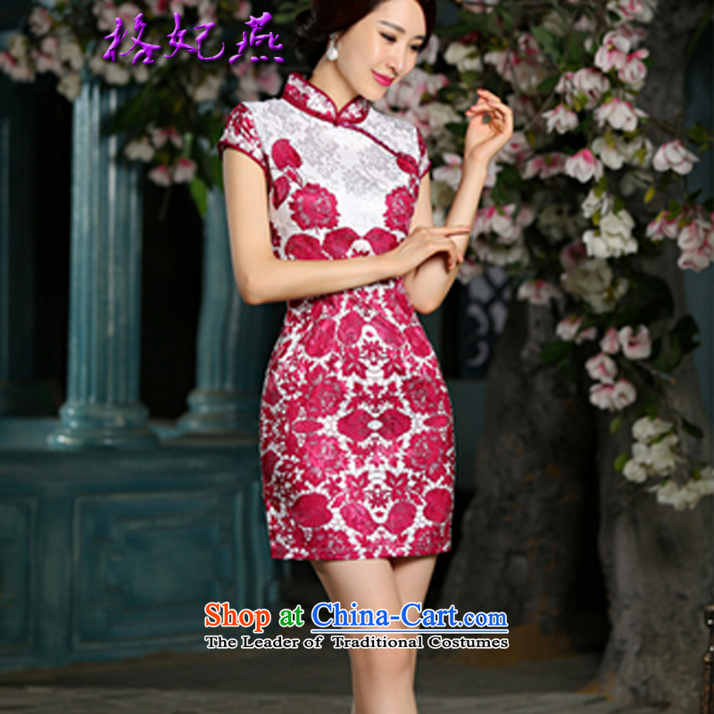 In  2015 the new Queen Yin retro short of porcelain Sau San qipao skirt dresses 9024# XXL, blue, princess gefeiyan Yin ( , , , ) shopping on the Internet