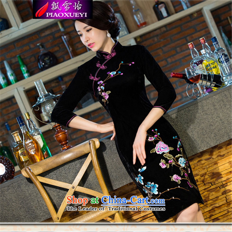 Drifting Snow Selina Chow 2015 autumn and winter new moms with scouring pads in the skirt qipao Kim sleeve length) Improved retro Wedding 9038 XXXL, wine red snow-yee (piaoxueyi) , , , shopping on the Internet