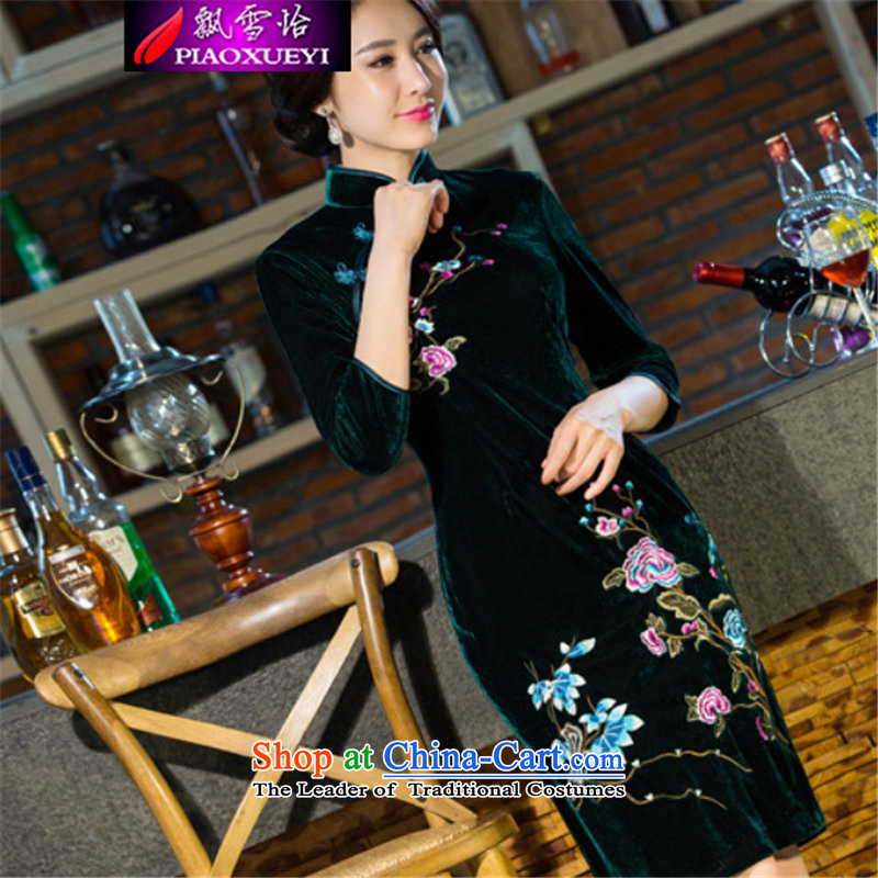 Drifting Snow Selina Chow 2015 autumn and winter new moms with scouring pads in the skirt qipao Kim sleeve length) Improved retro Wedding 9038 XXXL, wine red snow-yee (piaoxueyi) , , , shopping on the Internet