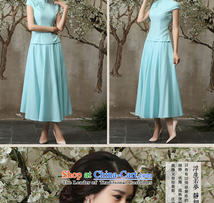 The pro-am new cotton linen clothes summer qipao 2015 Ms. daily maximum code linen improved cheongsam dress shirt + skirt L picture, prices, brand platters! The elections are supplied in the national character of distribution, so action, buy now enjoy more preferential! As soon as possible.