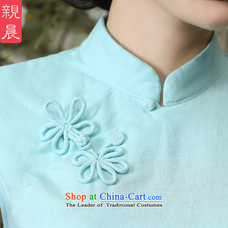 The pro-am new cotton linen clothes summer qipao 2015 Ms. daily maximum code linen improved cheongsam dress shirt + skirts , L, pro-am , , , shopping on the Internet