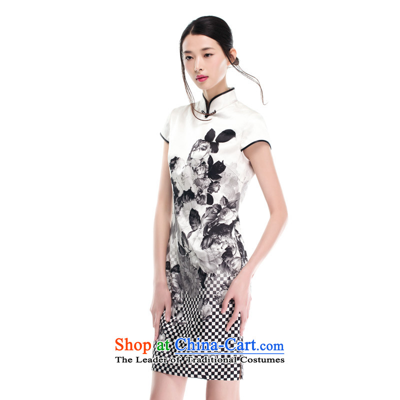 The 2015 autumn wood really new products women spend improved cheongsam dress positioning 53323 02 black and white wooden really a , , , L, online shopping