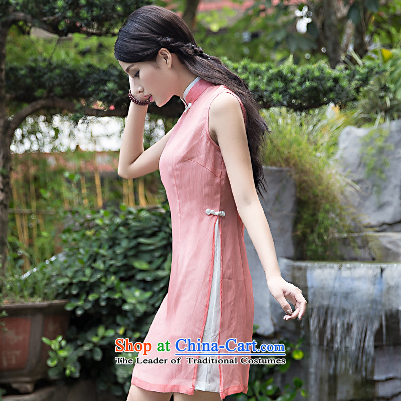 The new classic ETHNIC CHINESE CHEONGSAM 2015 Summer improved stylish dresses, Sau San retro-day qipao skirt pink M, China Ethnic Classic (HUAZUJINGDIAN) , , , shopping on the Internet