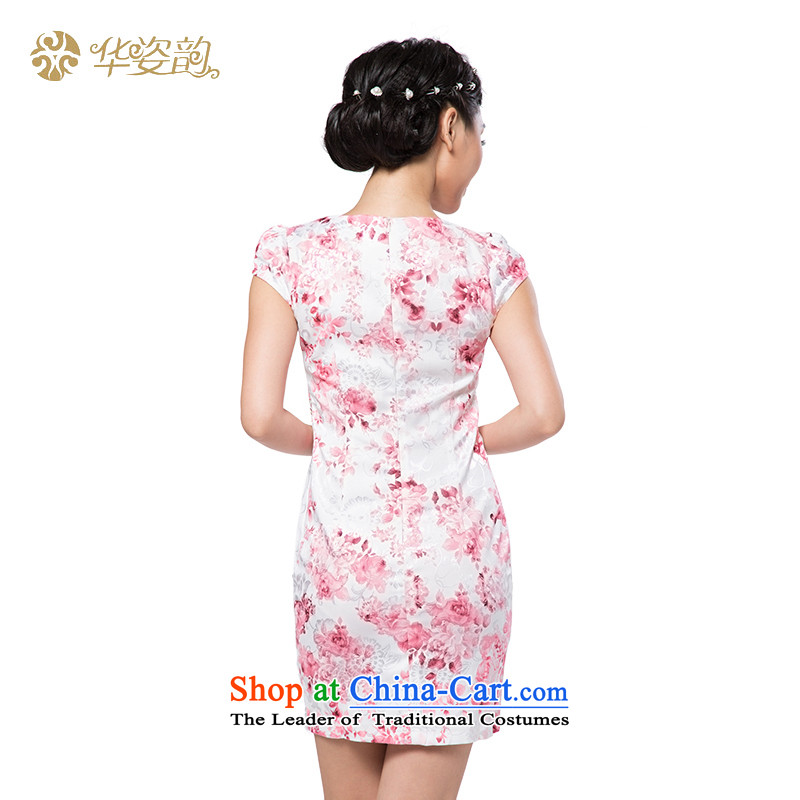 China following the new 2015 Gigi Lai qipao summer daily improved cheongsam dress suit Chinese ink painting cheongsam dress pink M, China has been pressed to Gigi Lai shopping on the Internet
