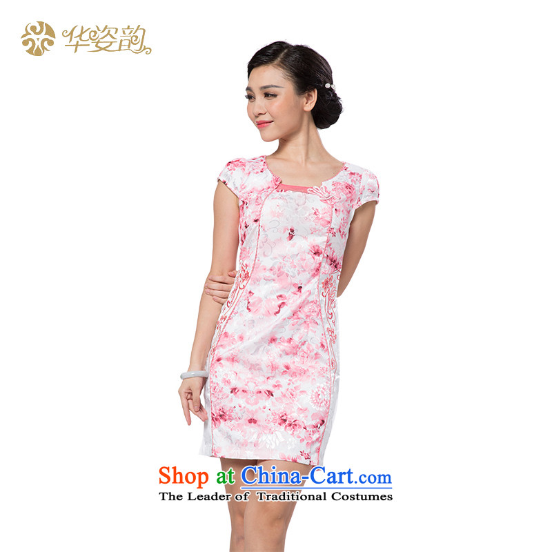 China following the new 2015 Gigi Lai qipao summer daily improved cheongsam dress suit Chinese ink painting cheongsam dress pink M, China has been pressed to Gigi Lai shopping on the Internet