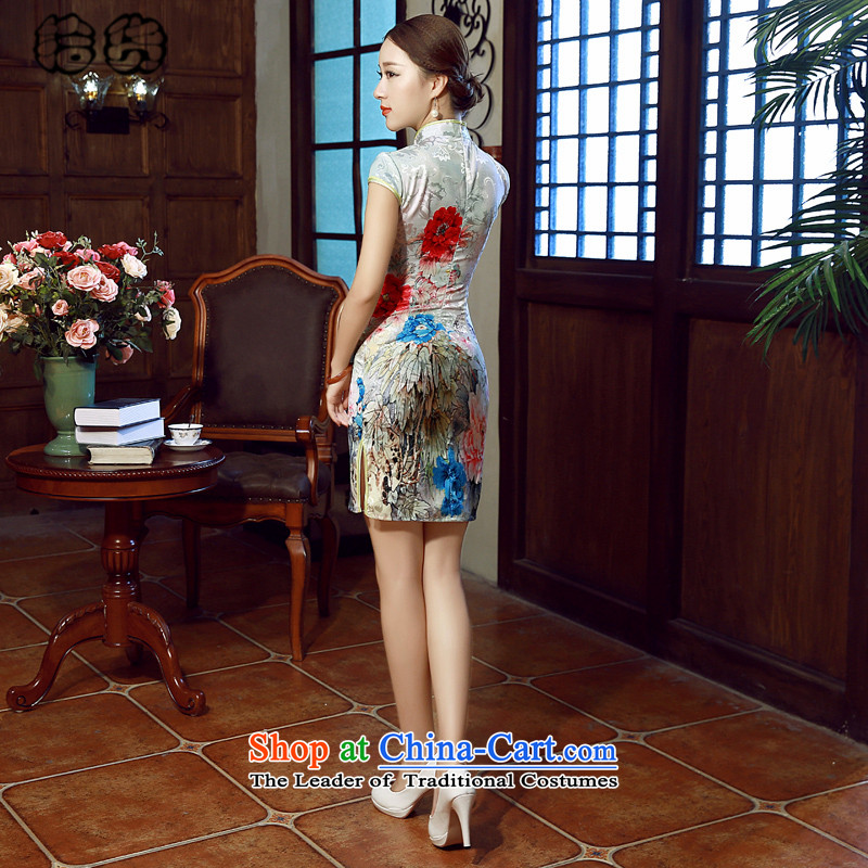 The 2015 summer, pickup Sau San embroidered dress short-sleeve female Stylish retro improvement is pressed to the day-to-day short of qipao video thin summer suit cheongsam map color XXL, pickup (shihuo) , , , shopping on the Internet
