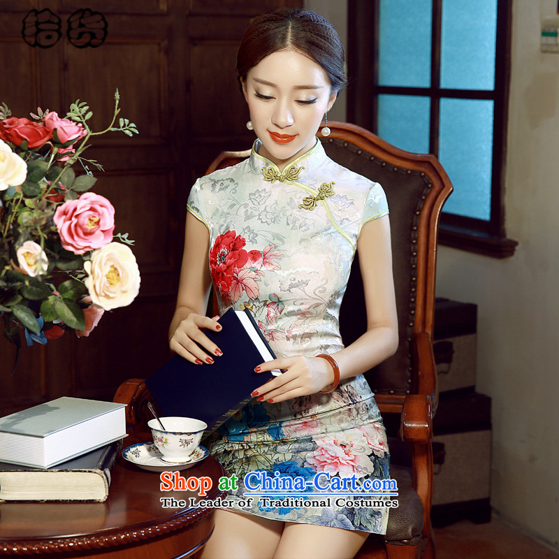The 2015 summer, pickup Sau San embroidered dress short-sleeve female Stylish retro improvement is pressed to the day-to-day short of qipao video thin summer suit cheongsam map color XXL, pickup (shihuo) , , , shopping on the Internet