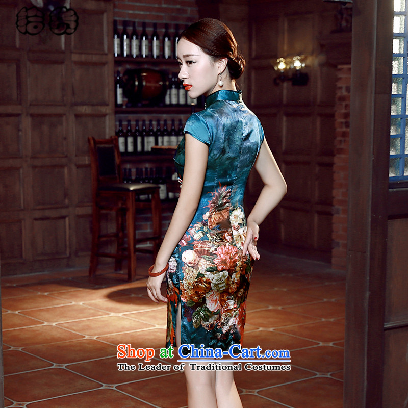 The 2015 summer, pickup qipao summer retro style cheongsam dress daily improved short of Sau San video thin Dresses Need badges of low-president's temperament cheongsam blue pickup (shihuo S) , , , shopping on the Internet