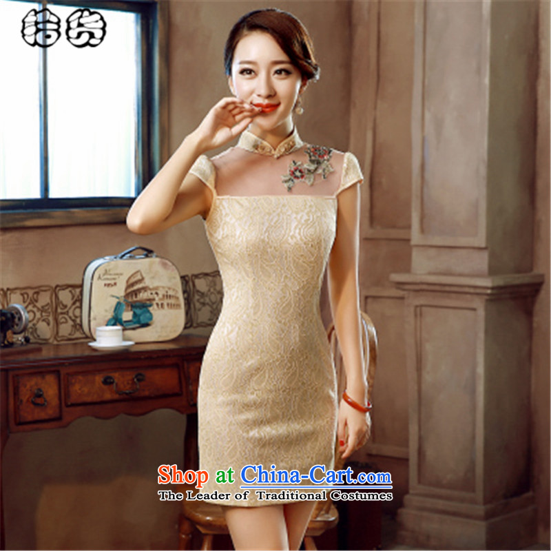 The 2015 summer pickup large stylish retro improved qipao cheongsam dress short summer day-to-day of summer dresses, elegance of the forklift truck cheongsam dress no green XL, pickup (shihuo) , , , shopping on the Internet