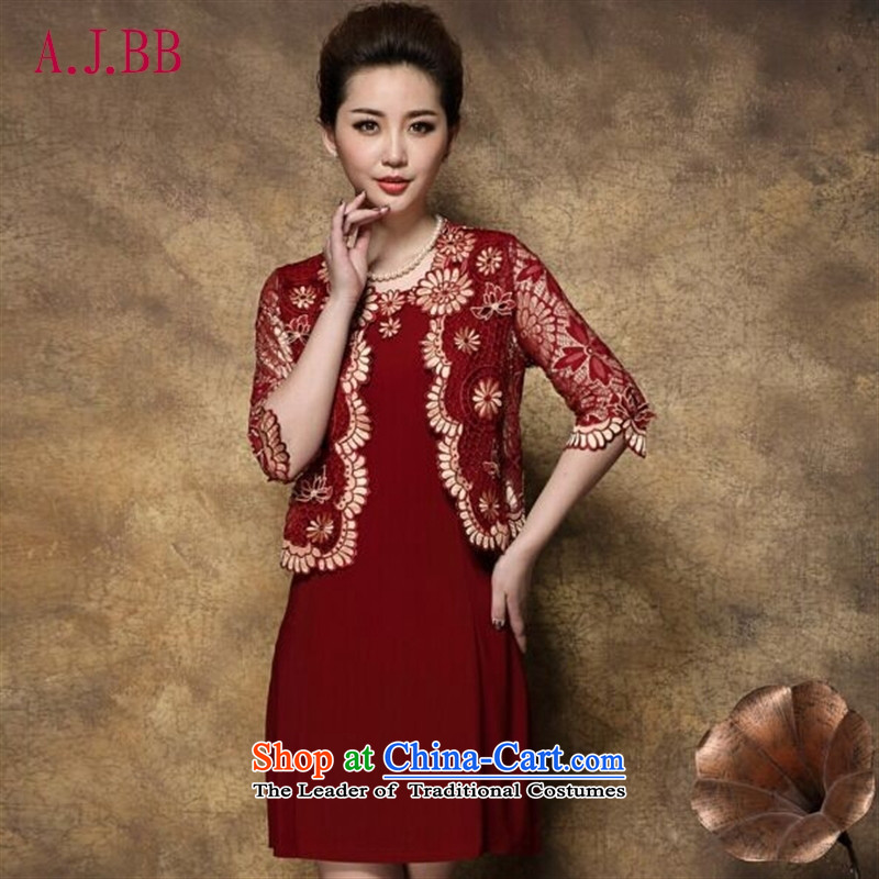 Memnarch 琊 Connie dress autumn 2015 new) large load mother older wedding banquet two kits dresses black 2XL,A.J.BB,,, shopping on the Internet