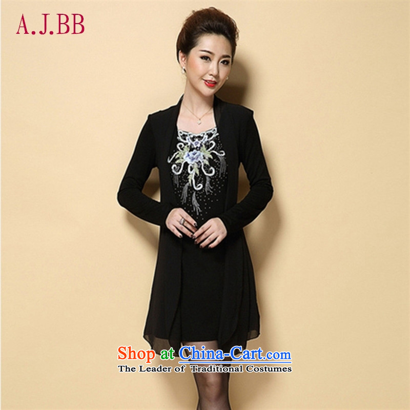 Memnarch 琊 Connie dress in the autumn of 2015, the new elderly mother with embroidered large temperament code Sau San leave two kits dresses Black Rose XXXL,A.J.BB,,, shopping on the Internet