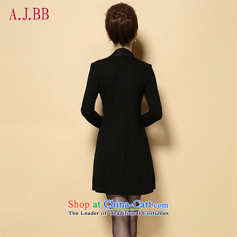 Memnarch 琊 Connie dress in the autumn of 2015, the new elderly mother with embroidered large temperament code Sau San leave two kits dresses Black Rose XXXL,A.J.BB,,, shopping on the Internet