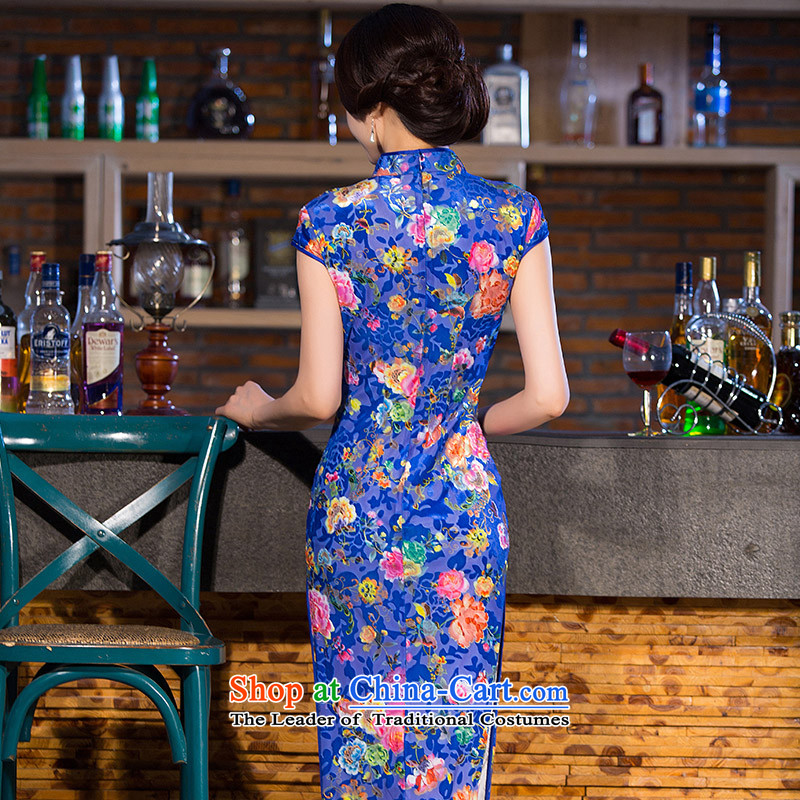 Ink 歆 ice blue autumn 2015 new boxed retro improved cheongsam dress cheongsam dress in the ordinary course of qipao long QD253 Picture Color Ink (MOXIN 歆 2XL,) , , , shopping on the Internet