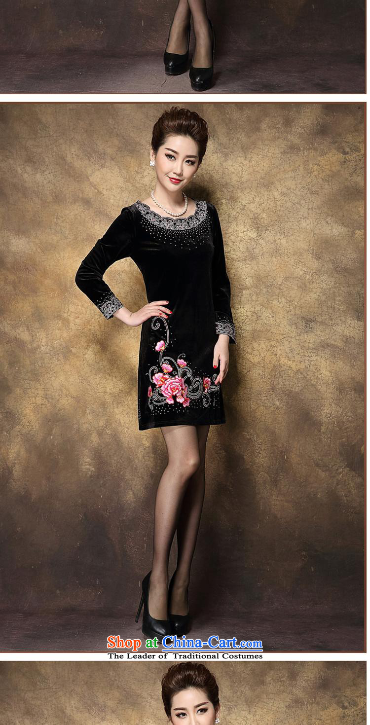 Memnarch 琊 Connie dress autumn 2015 new temperament wedding ceremony older wedding thick MOM pack embroidery Kim black velvet XXXL picture, prices, brand platters! The elections are supplied in the national character of distribution, so action, buy now enjoy more preferential! As soon as possible.