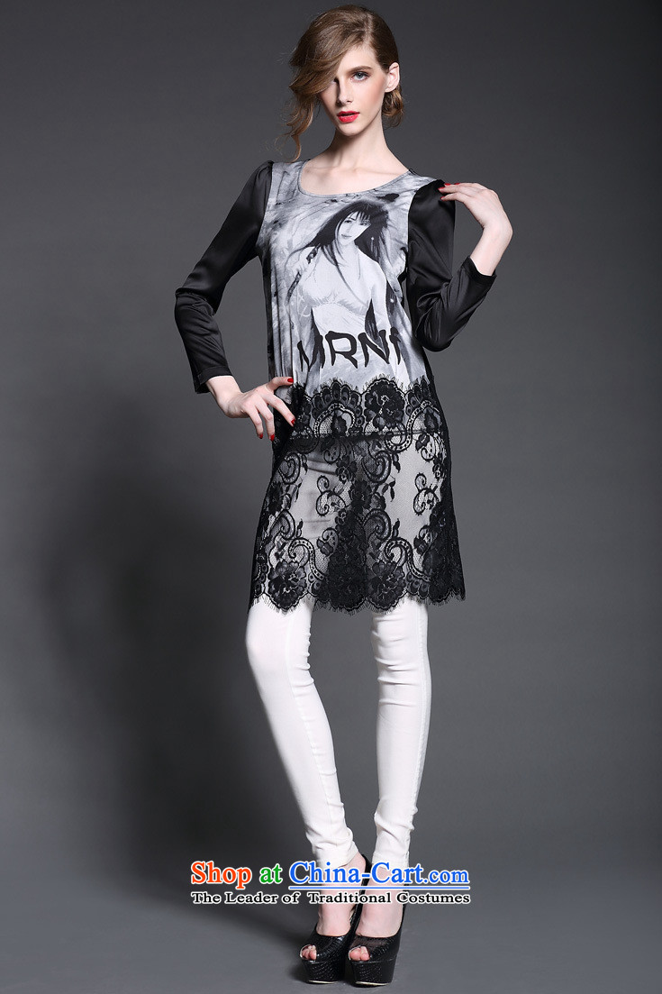 The main 2015 autumn and winter Lace Embroidery Stamp fine lace decorated stamp dresses #A498 Black XL Photo, prices, brand platters! The elections are supplied in the national character of distribution, so action, buy now enjoy more preferential! As soon as possible.