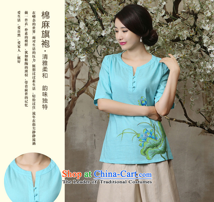 The pro-am New Clothes Summer qipao 2015 Ms. daily retro improved cotton linen cheongsam dress Tang blouses + M white short skirt L picture, prices, brand platters! The elections are supplied in the national character of distribution, so action, buy now enjoy more preferential! As soon as possible.