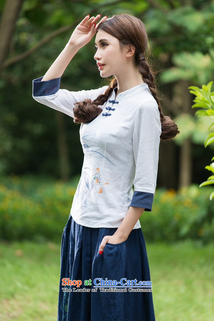 At the end of the autumn light women with ethnic stamp disc detained collar 7-sleeved T-shirt female republic of korea wind load HFH643 White M Tang Picture, prices, brand platters! The elections are supplied in the national character of distribution, so action, buy now enjoy more preferential! As soon as possible.