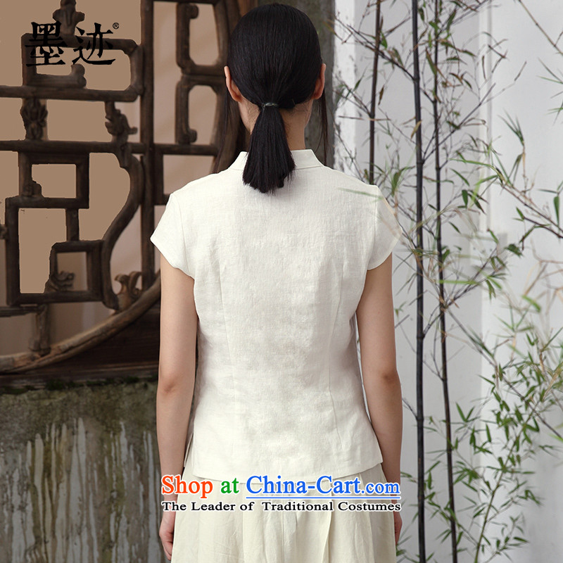 New summer ink hand-painted dragonfly sleeveless shirt female linen T-shirt literary classic retro female Han-m White XL, ink has been pressed shopping on the Internet