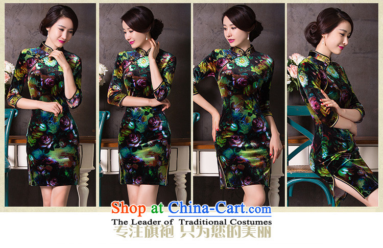 The Yasukuni Shrine Pak 2015 Autumn 歆 load new retro style qipao qipao velvet skirt improved 7 cuff cheongsam dress QD260 picture color pictures, prices, XL brand platters! The elections are supplied in the national character of distribution, so action, buy now enjoy more preferential! As soon as possible.