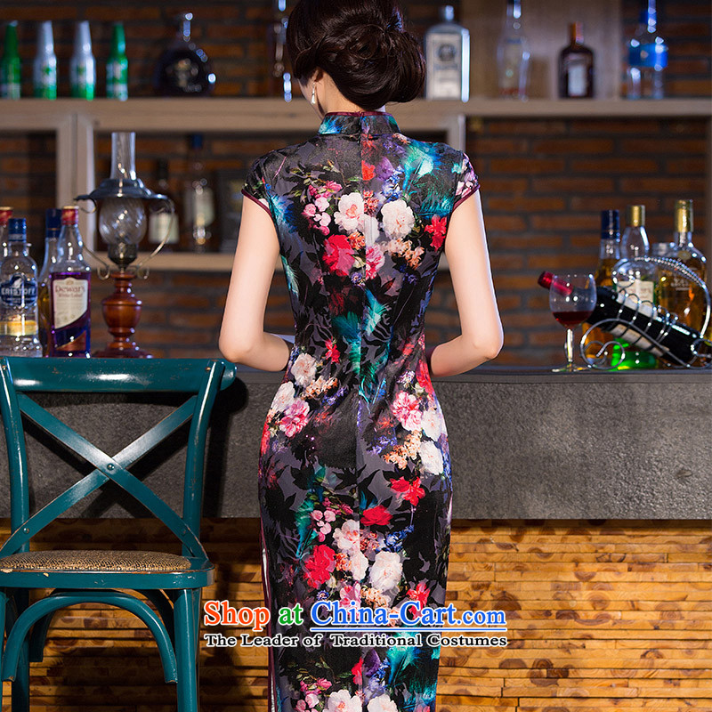 The cheer her chin Sophie long cheongsam with retro look like the fall of improved cheongsam dress new daily ethnic Chinese women's dresses in long Q 256  M, the cross-sa suit shopping on the Internet has been pressed.