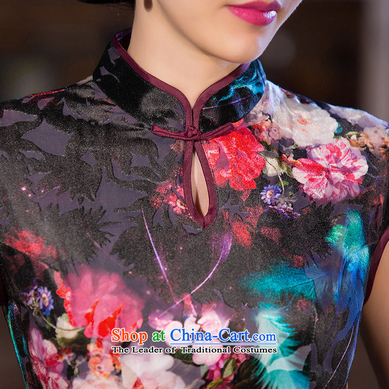 The cheer her chin Sophie long cheongsam with retro look like the fall of improved cheongsam dress new daily ethnic Chinese women's dresses in long Q 256  M, the cross-sa suit shopping on the Internet has been pressed.