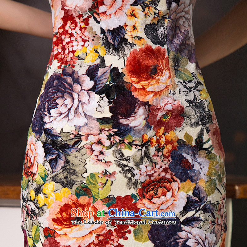 The Hon Audrey Eu Yuet Ling scouring pads qipao 歆 skirt new retro improved cheongsam dress cheongsam dress QD265 daily retro suit 2XL, 歆 ink (MOXIN) , , , shopping on the Internet
