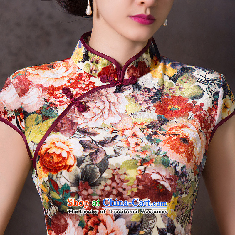 The cross-Sha Wan cloud autumn 2015 replacing skirt new qipao velvet temperament qipao improved retro style qipao dresses Chinese Dress Suit M the Q 265 cross-sa , , , shopping on the Internet
