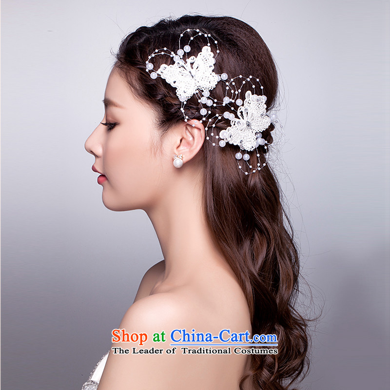 New butterfly hair accessories edge clips bride jewelry and ornaments edge-head and trays of the manual was adorned with Korean style white clip marriage