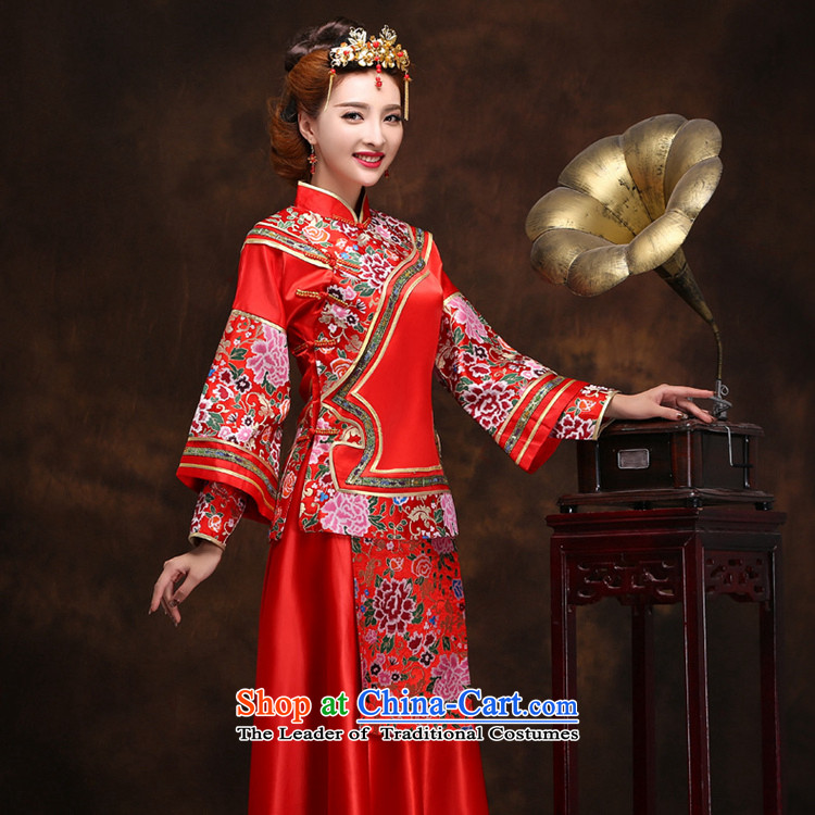 Time 2015 Syria New Sau Wo serving Chinese Antique wedding dress manually use su kimono brides skirt qipao costume marriage solemnisation wedding gown red XL Photo, prices, brand platters! The elections are supplied in the national character of distribution, so action, buy now enjoy more preferential! As soon as possible.
