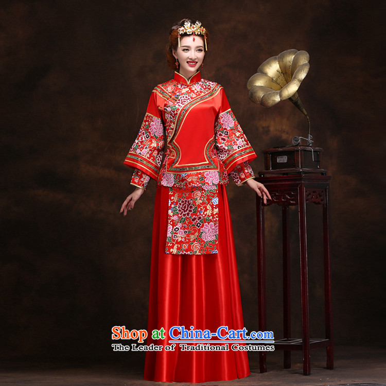 Time 2015 Syria New Sau Wo serving Chinese Antique wedding dress manually use su kimono brides skirt qipao costume marriage solemnisation wedding gown red XL Photo, prices, brand platters! The elections are supplied in the national character of distribution, so action, buy now enjoy more preferential! As soon as possible.