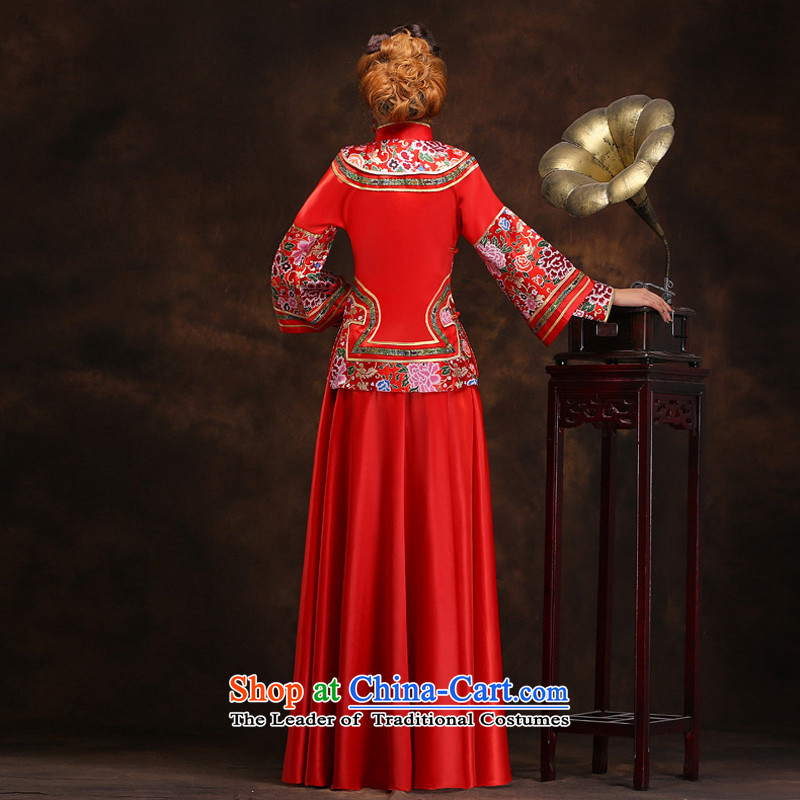 Time 2015 Syria New Sau Wo serving Chinese Antique wedding dress manually use su kimono brides skirt qipao costume marriage solemnisation wedding gown red XL, Syria has been pressed time shopping on the Internet