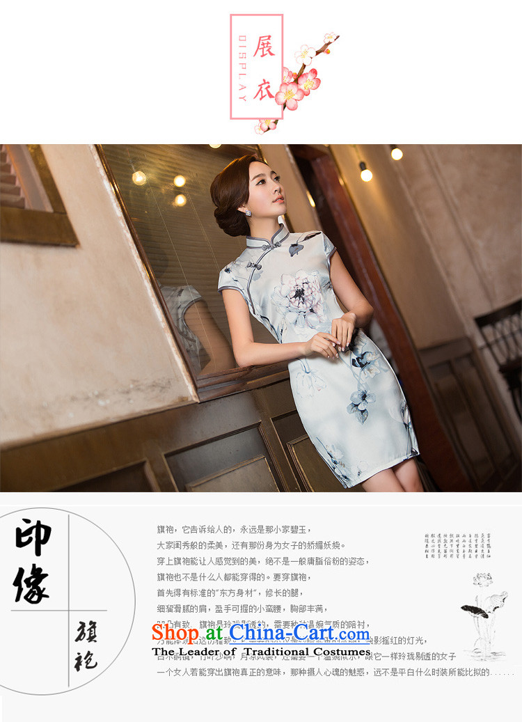 Time Syrian  2015 Fall/Winter Collections New Ink Painting cheongsam dress short-sleeved retro style China wind cheongsam dress photo color M brand, prices, picture platters! The elections are supplied in the national character of distribution, so action, buy now enjoy more preferential! As soon as possible.