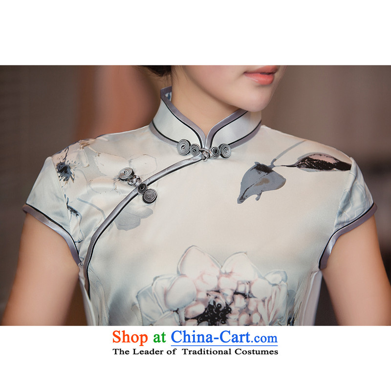 Time Syrian  2015 Fall/Winter Collections New Ink Painting cheongsam dress short-sleeved retro style China wind cheongsam dress photo color M Time Syrian shopping on the Internet has been pressed.