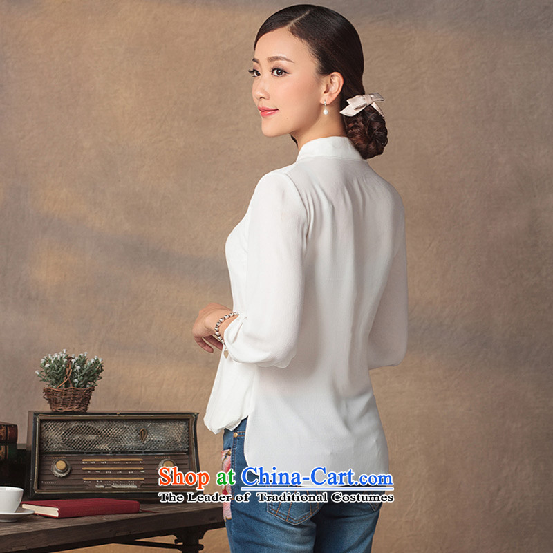 A Pinwheel Without Wind Ching Yi Yi chiffon qipao autumn 2015 T-shirt new retro ethnic wild Sau San Tong Blouses White M Yat Lady , , , shopping on the Internet