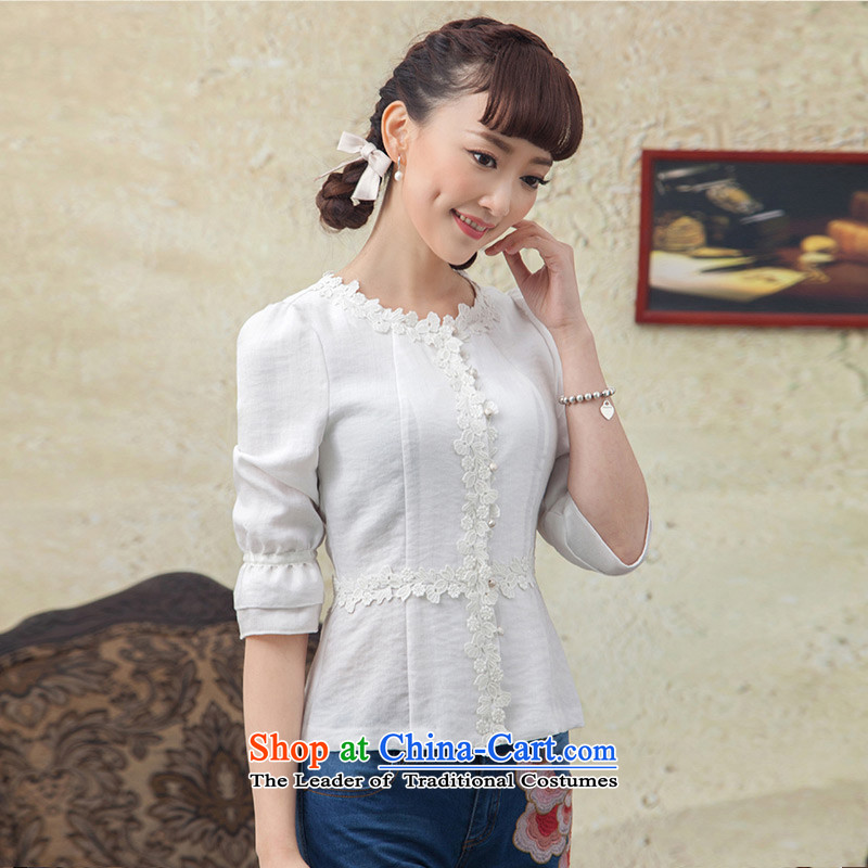 A Pinwheel Without Wind, such as Yat autumn 2015 new seven-sleeved T-shirt retro Sau San peoples qipao wind Tang blouses white L, Yat Lady , , , shopping on the Internet