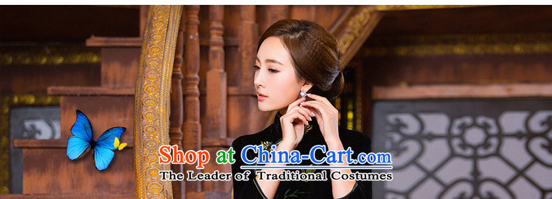 Time for the new products in spring and autumn Syrian gold velour robes and Stylish retro genuine improvement in long-sleeved stretch mother load pure color black M pictures, qipao price, brand platters! The elections are supplied in the national character of distribution, so action, buy now enjoy more preferential! As soon as possible.