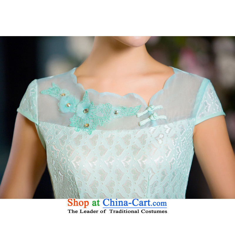 Time-to-day qipao 2015 Syria new short of adolescent girls skirt light blue autumn load improved retro qipao skirt light green Sau San S time Syrian shopping on the Internet has been pressed.