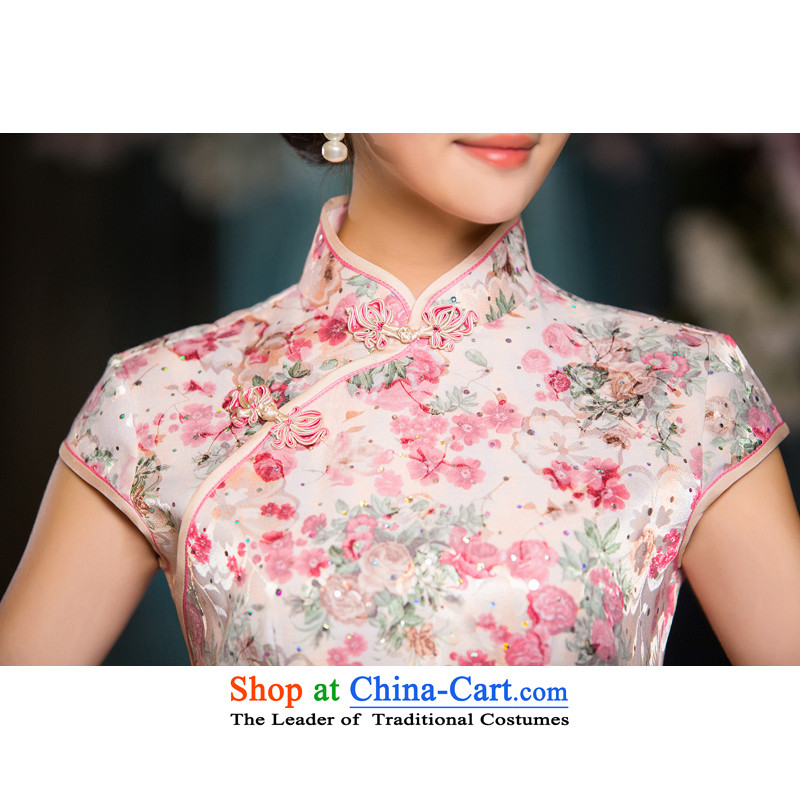 Time Syrian  cheongsam dress for summer 2015 daily fresh floral improved gentlewoman qipao short of Sau San female cheongsam dress photo color XL, Syria has been pressed time shopping on the Internet