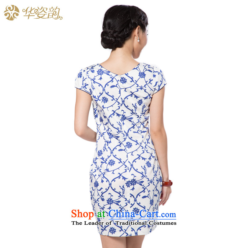 China following the new summer Gigi Lai and the relatively short time of Ms. qipao package and Sau San dresses cheongsam dress improved qipao improved summer Dark Blue M, China has been pressed to Gigi Lai shopping on the Internet