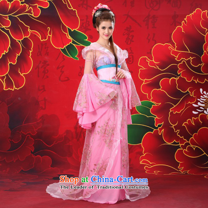 Time Syria Han to Tang clothing fairies skirt clothing court stage costumes Tang Wind Flower yarn will Han Dynasty cosplay photo album Tang Women's clothes light blue photo building are suitable for time code 160-175cm, Syrian shopping on the Internet has
