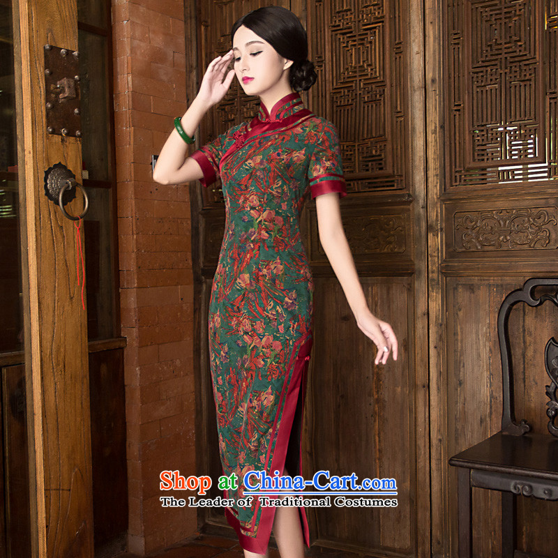 The new classic ethnic Chinese silk yarn Chinese Tang Heung cloud long), Ms. cheongsam dress improved Stylish retro long L, China Ethnic Classic (HUAZUJINGDIAN) , , , shopping on the Internet
