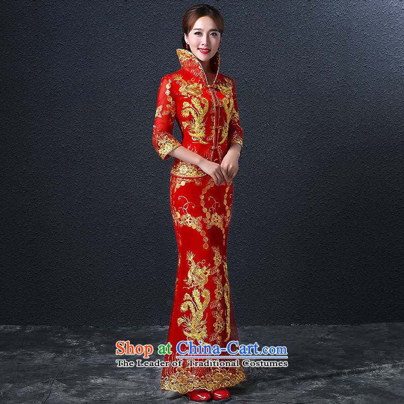 Hillo (XILUOSHA) Elizabeth bride bows wedding dresses long-sleeved longfeng services use red wedding dress long gown Chinese autumn bows RED M HILLO Lisa (XILUOSHA) , , , shopping on the Internet