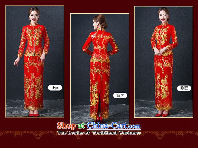Hillo (XILUOSHA) Elizabeth wedding dress bridal dresses long of Chinese Dress Dragon use su kimono wedding dresses long-sleeved 2015 New Red XL Photo, prices, brand platters! The elections are supplied in the national character of distribution, so action, buy now enjoy more preferential! As soon as possible.