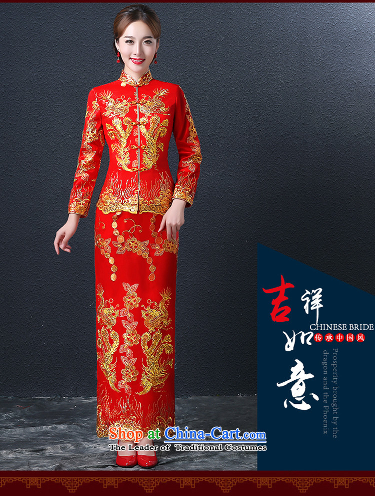 Hillo (XILUOSHA) Elizabeth wedding dress bridal dresses long of Chinese Dress Dragon use su kimono wedding dresses long-sleeved 2015 New Red XL Photo, prices, brand platters! The elections are supplied in the national character of distribution, so action, buy now enjoy more preferential! As soon as possible.