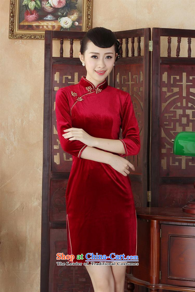 Wool Solid Color qipao retro style, long-sleeved spring mother qipao skirt SRZX0006 XXL picture, prices, brand platters! The elections are supplied in the national character of distribution, so action, buy now enjoy more preferential! As soon as possible.