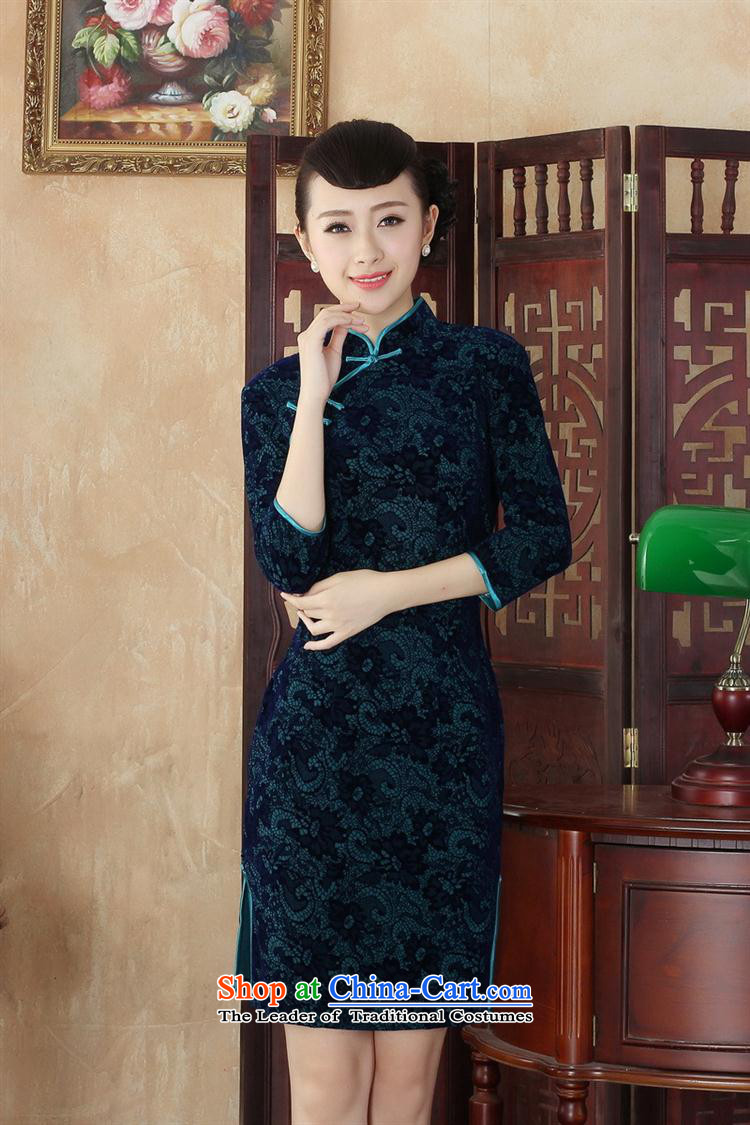 The new solid gold velour autumn and winter in new long-sleeved stylish daily retro short of Qipao SRZX0001 S picture, prices, brand platters! The elections are supplied in the national character of distribution, so action, buy now enjoy more preferential! As soon as possible.